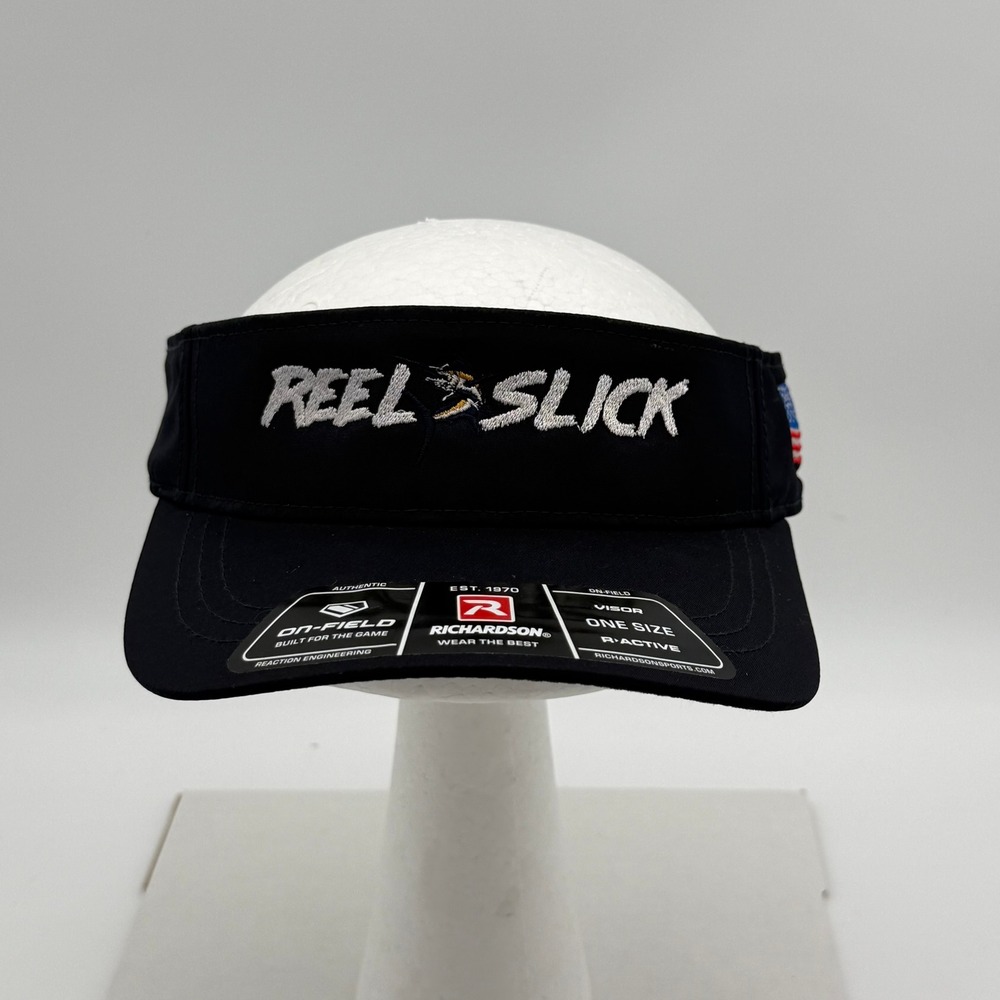 Richardson 709 Reel Slick Performance Visor Black R-Active Adjustable Hat New